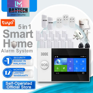 DAYTECH Sistem Alarm Rumah Wifi GSM TA04 - Smart Home dengan Tuya App untuk IOS & Android Bersama Sensor Pintu dan Detektor Gerakan