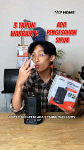 ENCO (DD-4U6K-W BLACK) 6 GANG 4 USB PORT WIRELESS CHARGING PAD VERTICAL POWER EXTENSION SURGE PROTECTOR 2M SIRIM Approved