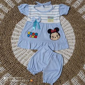dress bayi/anak perempuan motif Tsum Tsum 3-18 bulan Atasan bawahan Bayi/anak perempuan murah Setelan anak perempuan
