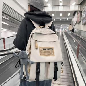 OUDENGPAI | Large Capacity Backpack For High School Students Double Shoulder Bag Sweet College Style Nylon Material Zipper Closure School Bag