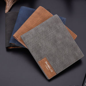 Mens Vintage Soft Exterior Slim Short Wallet Korean Stitching Card Holder Multifunctional With Card Slots & Id Window Wallet