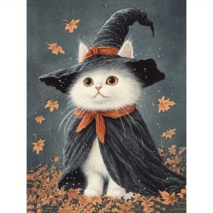 KAYOU | Acrylic Paint By Numbers Halloween Cat Magician Oil Painting Package Art Picture For Bedroom Wall Adults Hand Painted Gift