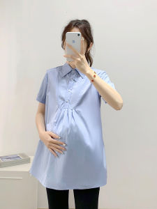 Maternity Underlinen Summer Clothing New Short Sleeve Loose Mid Length Long Length Tops K-style Autumn Work Clothes Fashion Business Shirt