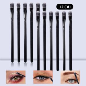 Bộ 12 Cọ Trang Điểm Mắt Lông Mềm - Cọ Tán Phấn Mắt Làm Nổi Bật Che Khuyết Điểm Cán Nhựa Di Động Sợi Len