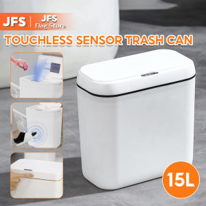 JFS 15L Smart Trash Can Wireless Sensor Automatic Trash Bin USB Charging Garbage Bin Bathroom Toilet Dustbin Waste Bin