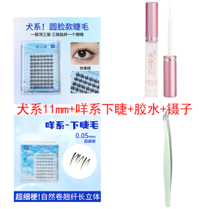 Dog Series round Eye Fake Eyelashes Dog Cartoon Eyelash Eyelash Thick Segmented Large Capacity Bean Bag Trilogy