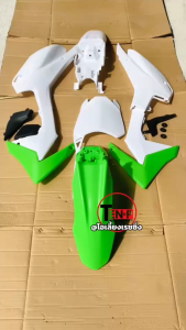 ชุดสีวิบาก เปลือกวิบาก สีเขียวขาว HONDA CRF110 แปลงใส่ KSR KX85 KLX MSX TTR DASH SONIC และอื่นๆ รถวิบากไทยแลนด์ แฟริ่งวิบาก เฟรมสี LF