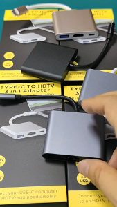 พร้อมส่งจากไทย 3In1 แปลง Type C to HDMI+USB3.0+PD สายต่อมือถือเข้าทีวี 4k HD Video Converter สายเคเบิลอะแดปเตอร์ตัวแปลงแล็ปท็อปโทรศัพท์