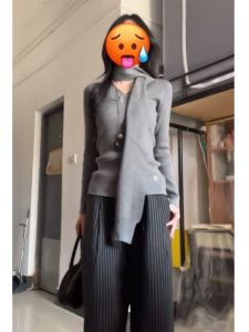 BINKAFENNY | Elegant Grey V-Neck Long Sleeve Knitted T-Shirt Womens Autumn Waist-Cinching Unique Beautiful Inner Wear Commute Style Korean Slim Fit Pure Color