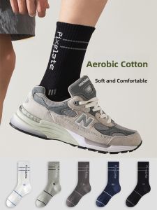 Miiow | Mens Long Tube Socks Breathable Antibacterial Anti-odor Sport Sweat Absorbent Cotton Polyester Blend Black Versatile Anti-Ball