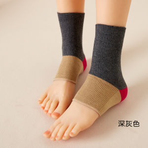 Summer Thin Toe-Show Cotton Half-length Socks Womens High Cotton Ankle Protector Bicolor Sweet Style Moisture-wicking Mid-calf Socks