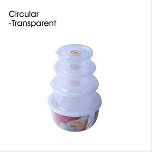 Container Makanan Set 4in1/ Food Storage Box Set 4 in 1 Toples Bulat / Tempat Penyimpanan Makanan Bulat Di Kulkas / W221 Round Shape