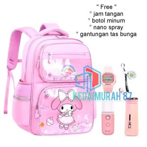 Tas Ransel Sekolah Anak Perempuan SD SMP karakter kuromi melody cinnamoroll BANYAK BONUSNYA tas ransel anak