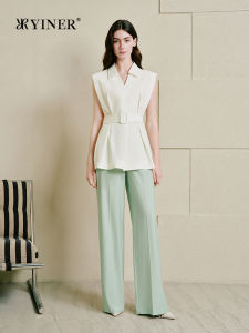 Light Business Wool Blend Wide Leg Casual Pants