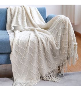 Oversized Pink Tassels Throw Blanket Soft Textured Knitted Cozy Sofa Couch Decorative Farmhouse Gift Sofa Bed Blankets