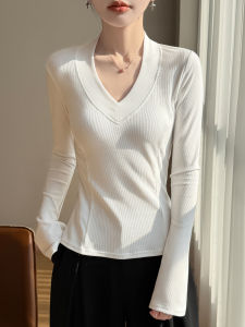 DONGYINUAN | Minimal V-neck Long Sleeve Knitwear