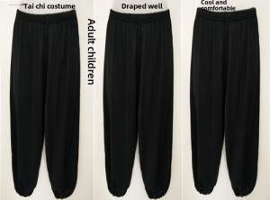 Yiyuan Tai Ji Suit Ice Silk Black Adult and Children Practice Pants Martial Arts Performance Costume Morning Exercise Pants Bloomers