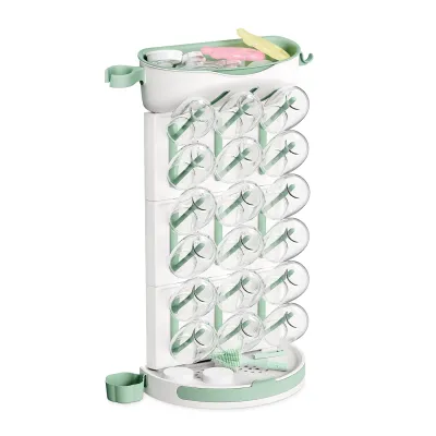 Momcozy DIY Larger Bottle Drying Rack for 18 Bottles Space Saving Countertop Vertical Rack with Brushes Holder Detachable Travel Bottle Rack for Baby Accessories & Pump Parts