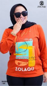 KAOS ZOLAQU TERBARU 2024 PAKAIAN WANITA LENGAN PANJANG ATASAN JUMBO OFFICIAL STORE AGEN RESMI ORANGE