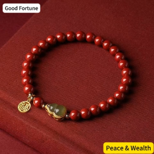 Lucky Red Cinnabar Gourd Bracelet Symbol of Fortune and Health for Womens Wellness Feng Shui Protec