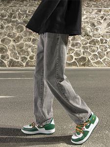 Loose Straight Leg Mens Jeans Casual High Street Style American Wide Leg Long Trousers Autumn Winter Vintage Nine Points