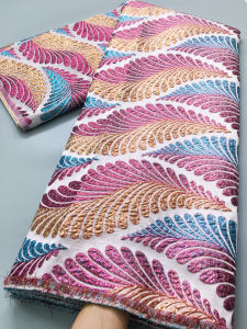 African Gild Jacquard Lace Fabric High Quality 2025 Nigerian Brocade Fabric Organza Lace Sew For Women Evening Party DressTY3884