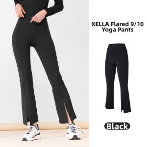 Imported Womens High Waisted Flared Leg Yoga Pants with Slit