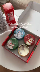 Christmas Gift 4 PCS/Box Christmas Scented Candle Gift Fragrance Candle for Souvenir Christmas Gifts