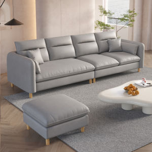 Modern Simple Tech Cloth Cat Scratch Leather Three-Seater Sofa Living Room New 2024 Straight Row Home Furniture Couch