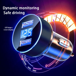 Dual USB 12.5V Voltage Display Car Charger For Cigarette Lighter Smart Phone USB Adapter Mobile Phone Charger Fast Charging