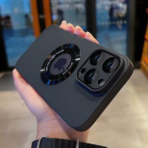 CrashStar Magsafe โชว์โลโก้แบบแข็งกันกระแทกสำหรับเคสโทรศัพท์ iPhone 16 15 14 Pro Max Plus 13 12 11 Pro ชาร์จไร้สายฝ้าเคสโทรศัพท์หรูหรากรอบป้องกันลายนิ้วมือพร้อมกระจกเลนส์กล้องถ่ายรูปฟิล์มป้องกันขายดี