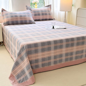 Thickened Pure Cotton Flannel Bed Sheet Set Single Piece Old Rugged Cloth Student Dormitory Three Piece Set Plant Floral Pattern