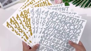 2.5cm 1inch diy GLITTER  26 Letter Sticker Number Alphabet Waterproof Personalized Stickers