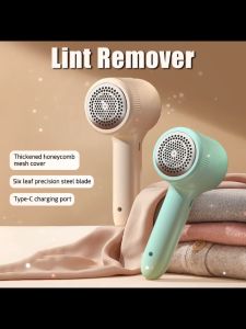 Electric Lint Remover For Clothes Rechargeable Hair Ball Trimmer Upgraded 6 Blade Design 60mm Wide-Opening Shaving Head Fuzz Shaver for Clothes Furniture Sweater Couch Blanket