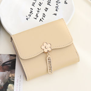 กระเป๋าสตางค์ผู้หญิง 3 ชั้น ลายดอกไม้ กระเป๋าใส่บัตร กระเป๋าสตางค์สั้น กระเป๋าสตางค์หนัง PU กระเป๋าสตางค์แฟชั่นฤดูร้อน