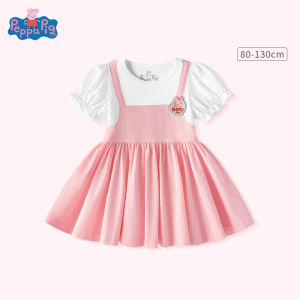 Peppa Pig Girls Summer Dress 2026 Style Baby Girls Fashionable Princess Skirt Cotton Short Sleeve mid Waist Gored Skirt