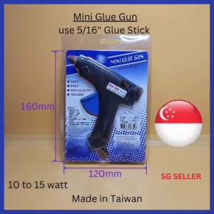 Ready stock. Mini Glue Gun come with 2 pieces 5/16" Glue stick. 10 to 15 watt. Made in Taiwan.