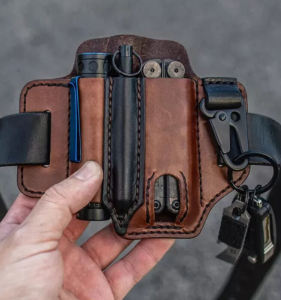 Túi Đựng Đồ Cắm Trại Ngoài Trời Bằng Da Bò EDC Túi Đựng Đèn Pin Chiến Thuật Túi Đeo Chéo Đựng Đồ Dùng Sinh Tồn Túi Đeo Hông Đa Năng