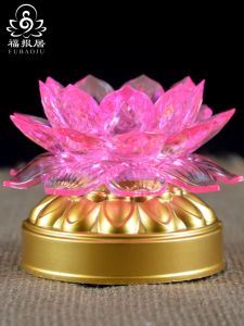 Adjustable LED Lotus Buddha Lamp Long Burning Lamp for Home Temple Use Battery Powered Handheld Colorful Lightening Lamp