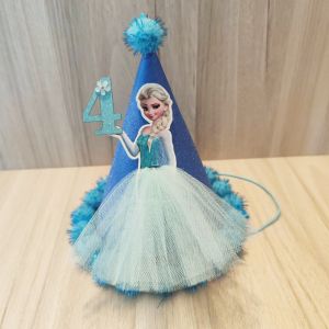 Cinderella Snow White Birthday Hat with Ball Kids Party Elsa Frozen Age Number Hat Festival Universal Costume Accessories