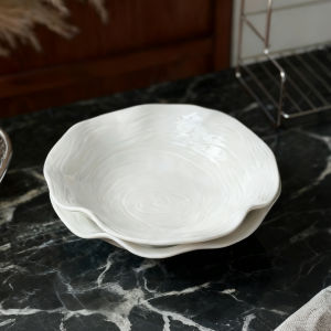 Bát Tráng Men YunKe 85 Inch Hình Lá Sen Không Đều Dùng Để Ăn Trưa Tối Đồ Dùng Gia Đình Kiểu Trung Quốc Nguyên Chất