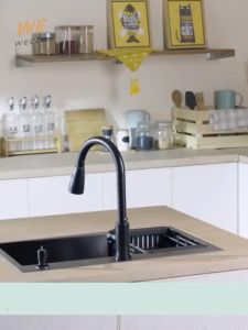 Black Sink SUS304 Stainless Steel Black Sink Single/Double Thickened Kitchen Sink Nano Bar Sink Modern Kitchen Sink