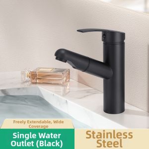 Pull-out Sink Faucet with Hot and Cold Water Function White