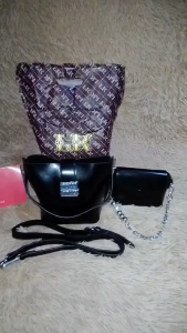 CALVIERO COLLECTION G3118 Tas Selempang Hobo Set 2IN1 Free Paperbag + Sertifikat Bucket Bag Wanita Tali Rantai Mutiara Import