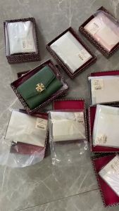 Authentic TBURCH Genuine Leather Folding Clamshell Wallet Card Bag Change Coin bag woman Wallet bag