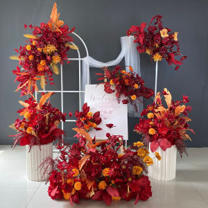 Wedding Decorative Artificial Flowers Stage Background_roses Arrangement Ceremony Entrance Decoration Festive Supplies