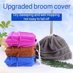 Dry Wet Dual Use Broom Cover Microfiber Sweeping Cloth for Floor Cleaning Dust Hair Pet Fur Lint Trapping Washable Reusable Fits Most Broom Heads