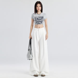 High-Waist Loose-Fitting Denim Jeans for Women Tagkita Her and Others Straight-Leg Pants Light Color Regular Thickness All Year Round Neutral