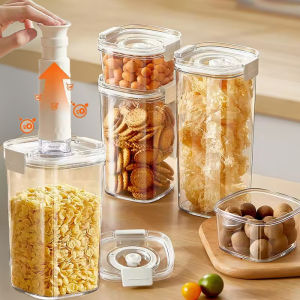 Vacuum Sealed Kitchen Cereals Storage Box Food Fresh Storage Bottle Jar Container Electric Vacuum Pump Coffee Container Grains Candy Storage Box Tea Canister