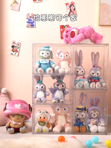 ISSI DIARY Acrylic Display Case for Collectible Figures & Blind Boxes Stackable Dustproof Organizer with Magnetic Door